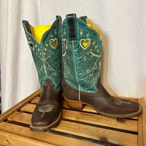#7597. Innovation Women's Turquoise/Brown Western Leather Boots. Size 7